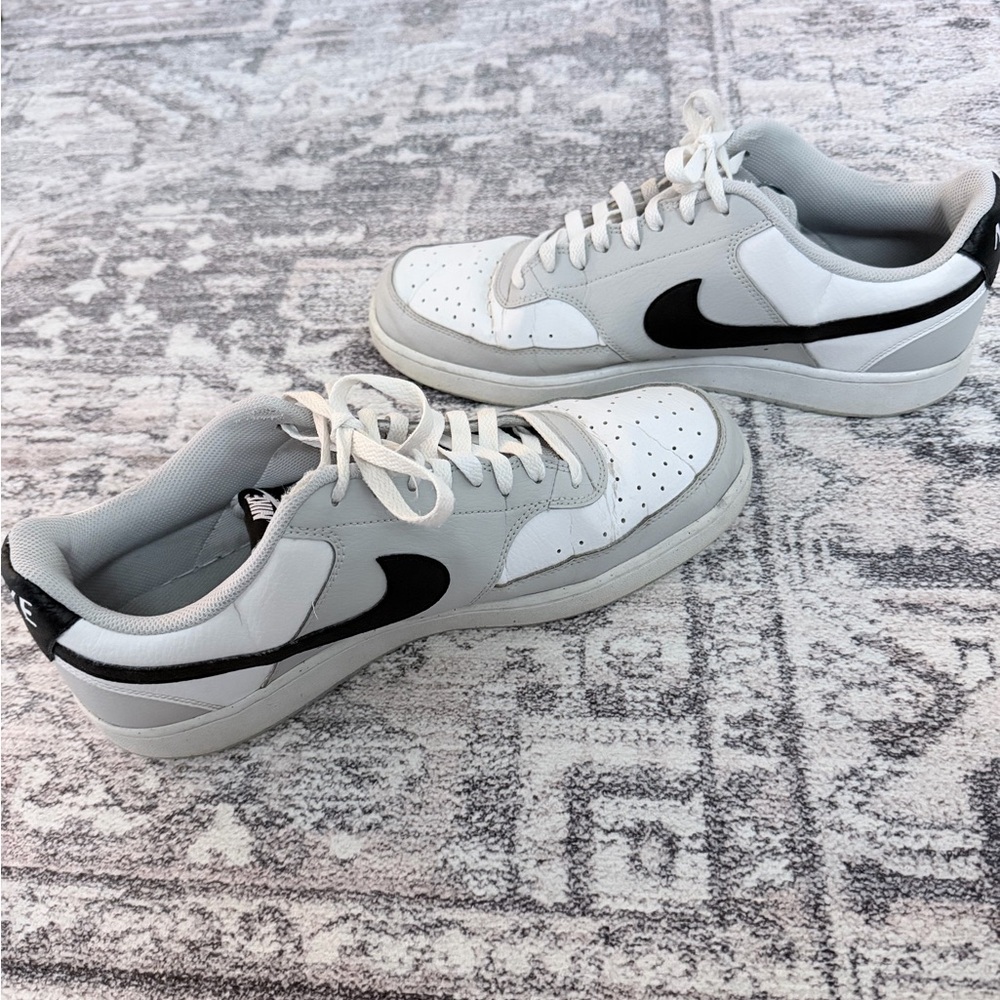 Nike Court Vision White Grey and Black Athletic Shoes